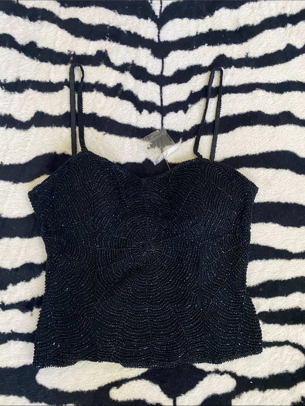bebe Black beaded bustier Small